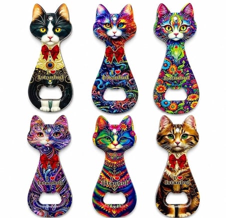 Kedi Tasarımı İstanbul Temalı Buzdolapı Süsü Magnet Alk5408