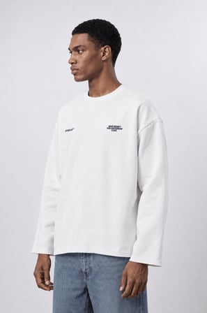 Erkek Cake Baskılı Pis Dikiş Detaylı Oversize Sweatshirt Ekru