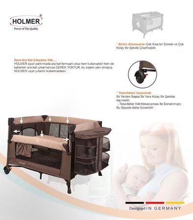 Holmer Coolstyle (Yatak Hediyeli) oyun Parkı/Anne Yanı/Park Yatak Multi Pro + Yatak / Bej
