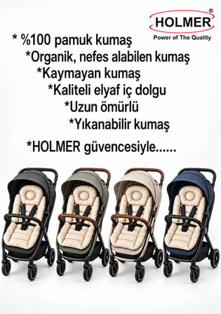 Holmer Organik Pamuklu Ortapedik Bel Destekli Bebek Arabası Minderi