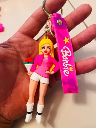 Barbie Bebek 3D Silikon Anahtarlık  Pembe Karakter Çanta & Araba Süsü (Karışık Model)