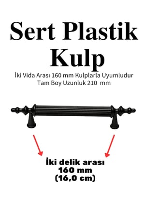 30 Adet (SERT PLASTİK) Polais 160 Mm Siyah Mobilya Mutfak Çekmece Dolap Kapak Dolabı Kulpu Kulbu Kulpları