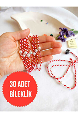 30 ADET İNCİ BONCUKLU MARTENİÇKA BİLEKLİK KREM ŞANS BEREKET ARKADAŞ SEVGİLİ EŞ ÇOCUK HEDİYE