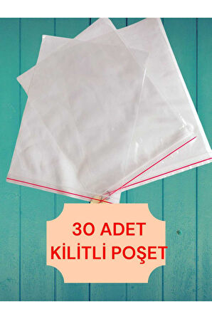 30 ADET KİLİTLİ POŞET TORBA ŞEFFAF BUZDOLABI KINA ÇEREZ KURUYEMİŞ HEDİYE NAYLONU POŞETİ 19x25