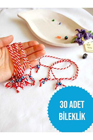 30 ADET NAZAR BONCUKLU MARTENİÇKA BİLEKLİK ŞANS ARKADAŞ SEVGİLİ EŞ ÇOCUK HEDİYE BAHAR BİLEKLİĞİ