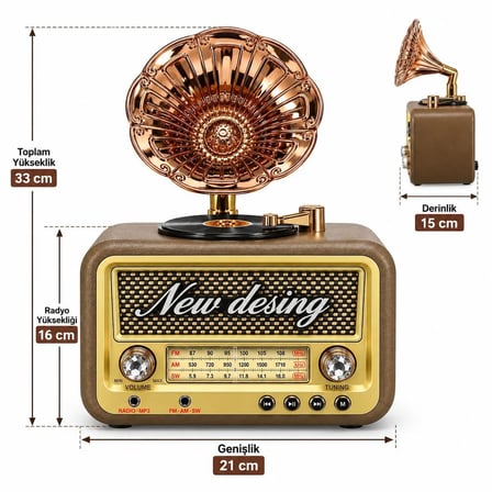 Dosound DS-2527B Retro Radyo Bluetooth USB SD Kart AUX FM AM SW Taşınabilir Müzik Çalar