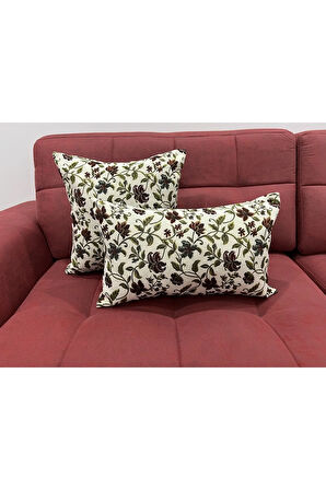 Çiçek Desenli Yastık Kılıfı Çift Taraflı Goblen Kumaş Kapalı Fermuarlı Kırlent