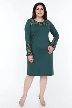 Yeşil İspanyol Kol Elbise 30Y-1050