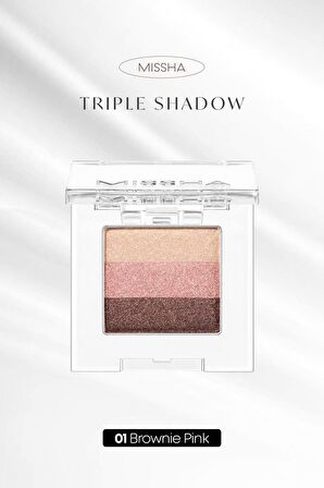 Yumuşak Dokulu, Dökülme Yapmayan 3 Renkli Göz Farı Triple Shadow No.1 (Brownie Pink)