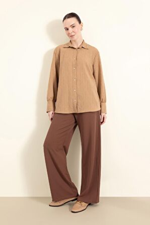 Regular Fit Basic Düz Uzun Kollu Gömlek Tunik