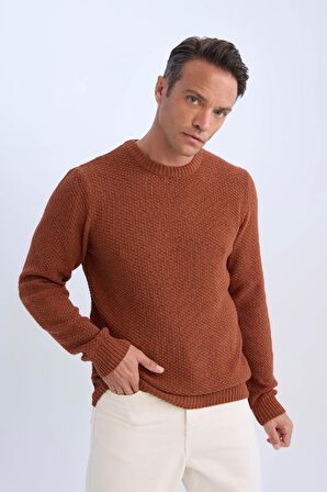 DeFacto Standart Fit Normal Kesim Bisiklet Yaka Dokulu Basic Düz Triko Kazak R1175AZ24WNOG78