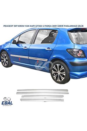 Peugeot 307 Krom Yan Kapı Çıtası 4 Prç. 2001 Üzeri P. Çelik