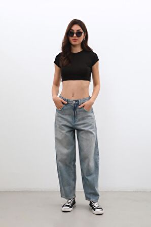 Kadın Yüksek Bel Skater Fit Jean Pantolon Tint