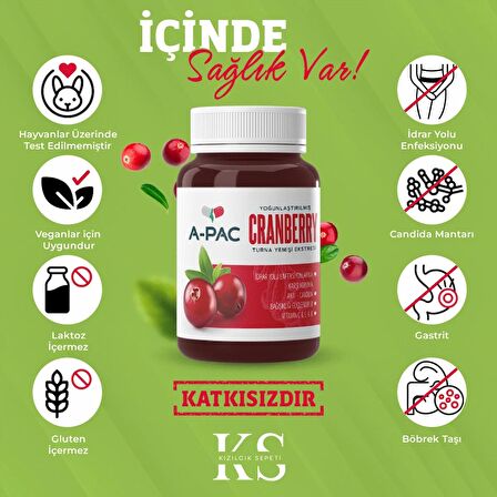 Kızılcık Sepeti A-pac Cranberry Turna Yemişi Kızılcık Ekstresi Vitamin C 450 ml 30 Kapsül