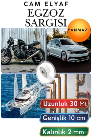 30 Metre 10 cm Cam Elyaf Egzoz Sargısı Manifold Sargı Bezi Yanmaz Bant 2 mm Kalınlık Isıya Dayanıklı Yanmaz Isı Yalıtım Bandı Motorsiklet Araba Egzoz Koruma Bezi Termal Sargı