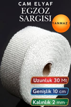 30 Metre 10 cm Cam Elyaf Egzoz Sargısı Manifold Sargı Bezi Yanmaz Bant 2 mm Kalınlık Isıya Dayanıklı Yanmaz Isı Yalıtım Bandı Motorsiklet Araba Egzoz Koruma Bezi Termal Sargı