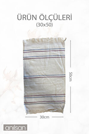 4'lü Beyaz Çizgili Düğün Havlusu 62Gr %100 Pamuk 30x50 cm El ve Yüz Havlusu