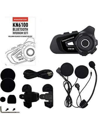 KN6100 Motosiklet Kask Interkom Seti Siyah Çanta Hediyeli