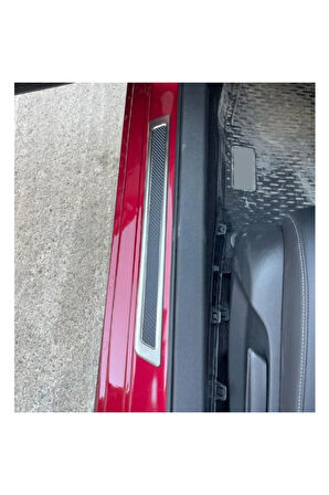 Citroen C4 2 Krom Karbon Kapı Eşik Koruması 4 Parça 2010-2017 Arası Uyumlu