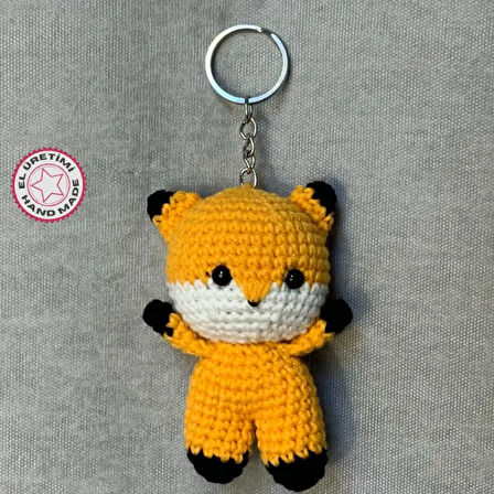 Uretti-VENHAR7589 - El Örgüsü Amigurumi Sevimli Tilki Anahtarlık - Sarı