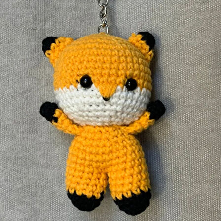 Uretti-VENHAR7589 - El Örgüsü Amigurumi Sevimli Tilki Anahtarlık - Sarı