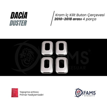Dacia Duster Krom İç Kilit Buton Çerçeve 4 kapı 2010-2018 Paslanmaz Çelik