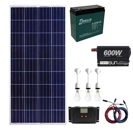 170 Watt Güneş Paneli Tv Aydınlatma Paketi Solar Paket