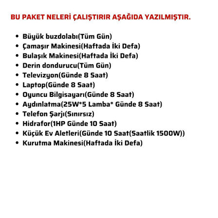 Teknovasyon Arge Güneş Enerjisi Solar Paketi 7.2kva İnverter 550 watt  Güneş Paneli 48V 50 Amper Lityum Akü