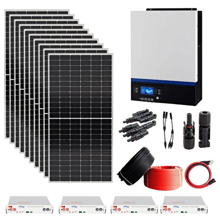 Güneş Enerjisi Solar Paketi VMIII 5Kva Mppt İnverter 550 watt Güneş Paneli 48V 50 Amper Lityum Akü