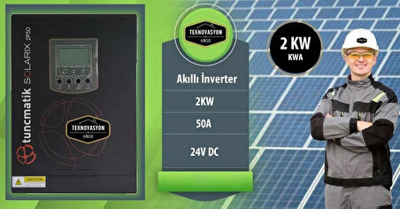 Tunçmatik Solarix 2 Kva 2KW 2000 Watt 24 Volt Pwm 50A Akıllı İnverter İnvertör – Dc