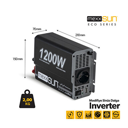 MEXXSUN Modifiye sinüs 12V 1200W inverter