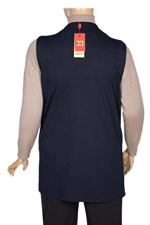 Hesna Kadın Buğra Cepli Düğmesiz Lacivert Yelek