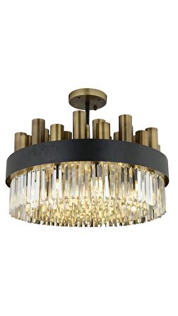 Torre 60' Lık Kristalli, Taşlı Modern Tasarım Kristal Salon Avize
