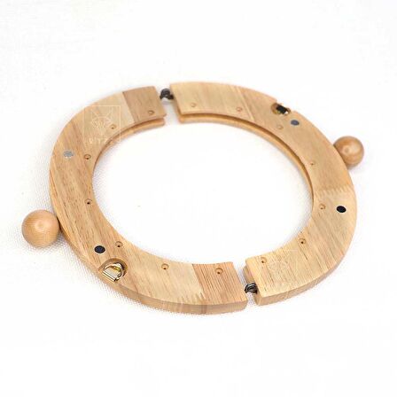 Oval Ahşap Çanta Bursu Mıknatıslı 20CM - Siyah