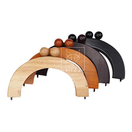 Oval Ahşap Çanta Bursu Mıknatıslı 20CM - Siyah