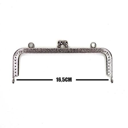 Delikli Vintage Metal Çanta Bursu 16.5CM Gümüş