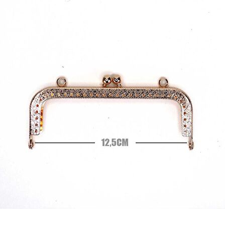 Delikli Vintage Metal Çanta Bursu 12.5CM Gold