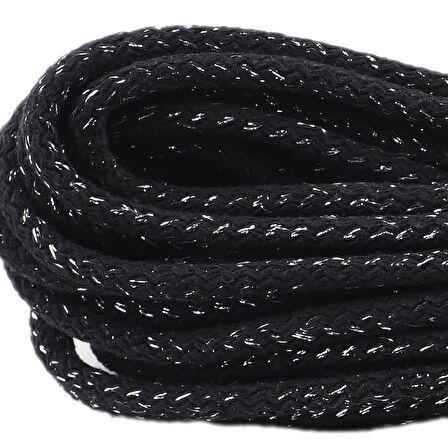 Dolgulu Pamuk Kordon İp Siyah Gümüş Simli ( 500 G )