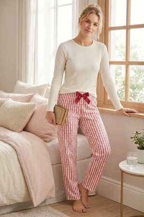 Kadın Viskon Rahat Kesim Pamuklu Pijama Altı Soft Örme Mevsimlik Ev Pantolonu