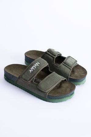 Aryan Erkek Terlik Yumuşak Sünger Keten Görünüm Kumaş Süet Anatomik Comfort Eva Taban-Rocky
