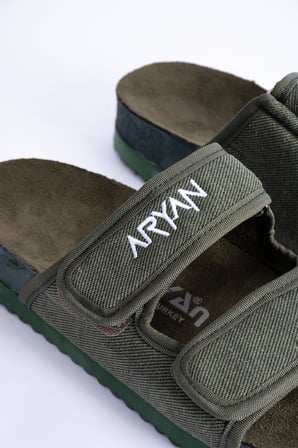 Aryan Erkek Terlik Yumuşak Sünger Keten Görünüm Kumaş Süet Anatomik Comfort Eva Taban-Rocky