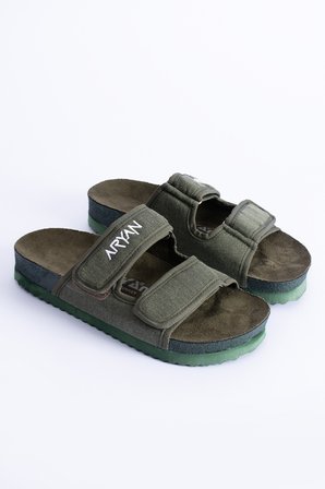 Aryan Erkek Terlik Yumuşak Sünger Keten Görünüm Kumaş Süet Anatomik Comfort Eva Taban-Rocky