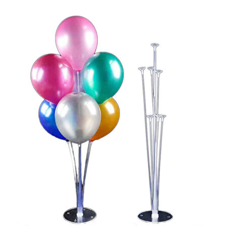 Ayaklı  Balon Süsleme Standı 7 Çubuklu Set 75 CM