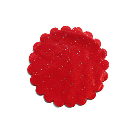 Taşlı Organze Hazır Kesilmiş Tül 24 CM (100 Adet)  Kırmızı