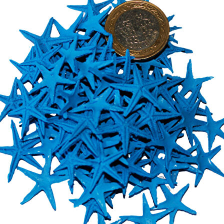 Polyester Deniz Yıldızı Minik Boy  0.5 CM- 1.5 CM (100 Adet)  Mavi