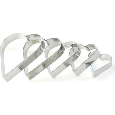 Kek Kurabiye Ve Pasta Kalıbı Metal Kalp Modeli 5 Li Set