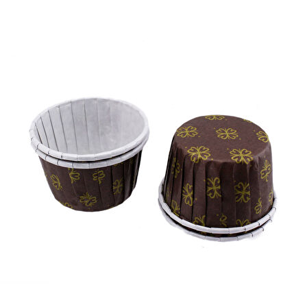 Cupcake Kalıbı Büyük Boy 62*40MM DESENLİ (50 Adet )  Fume Yaprak Desenli