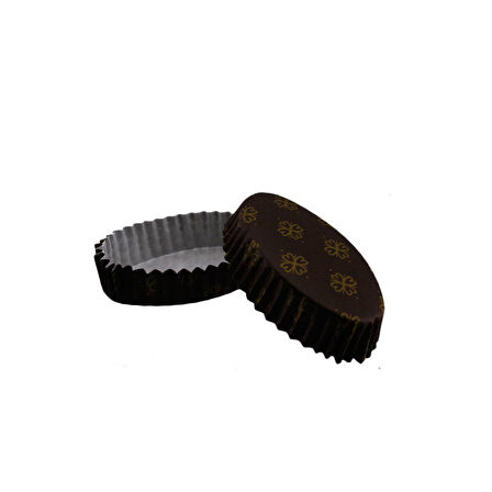 Cupcake Kalıbı Pet Kapsül Oval Yonca Desenli Kek Kalıbı (100 Adet) F11