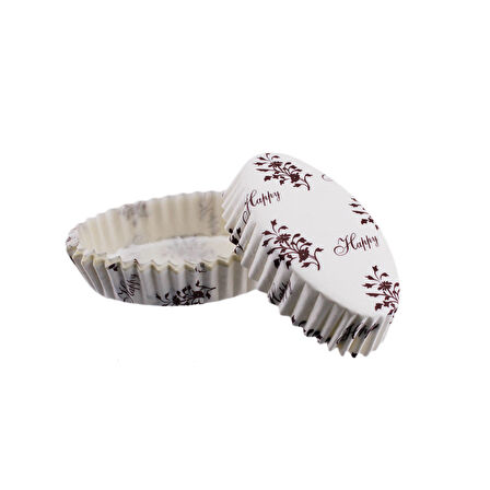 Cupcake Kalıbı Pet Kapsül Oval Sarmaşık Desenli Kek Kalıbı (100 Adet) F11