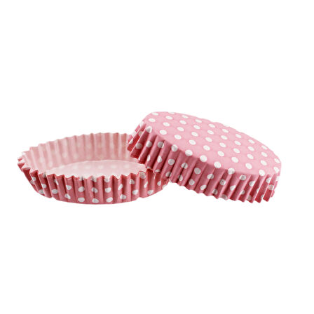 Cupcake Kalıbı Pet Kapsül Oval Model Kek Kalıbı (100 Adet) F11  Puantiyeli Pembe